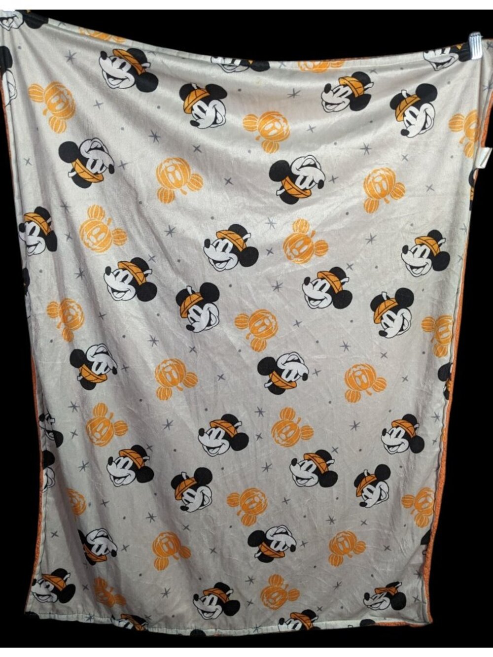 Disney Baby Halloween Mickey Mouse Plush Blanket 41x31 Soft Orange Sherpa & Gray